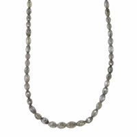 Natural Silver Diamond Graduated Briolette Hank Necklace