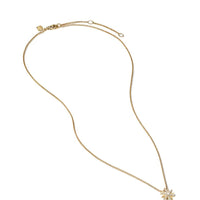 Petite Starburst Station Necklace in 18K Yellow Gold with Pavé Diamonds