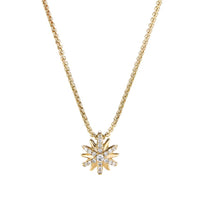 Petite Starburst Station Necklace in 18K Yellow Gold with Pavé Diamonds