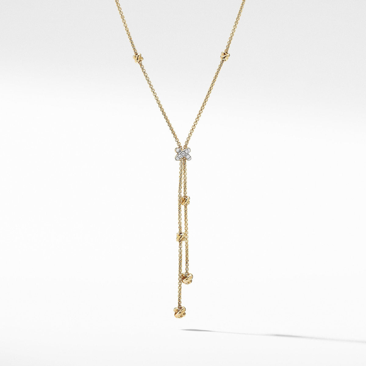 Petite Helena Y Necklace in 18K Yellow Gold with Diamonds