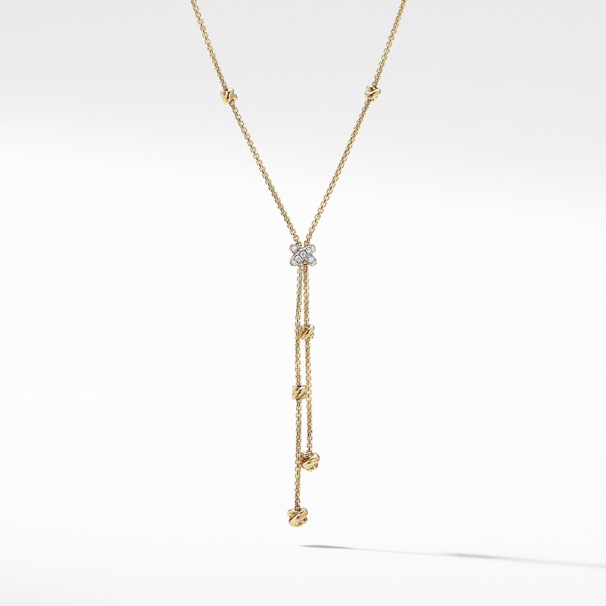 Petite Helena Y Necklace in 18K Yellow Gold with Diamonds