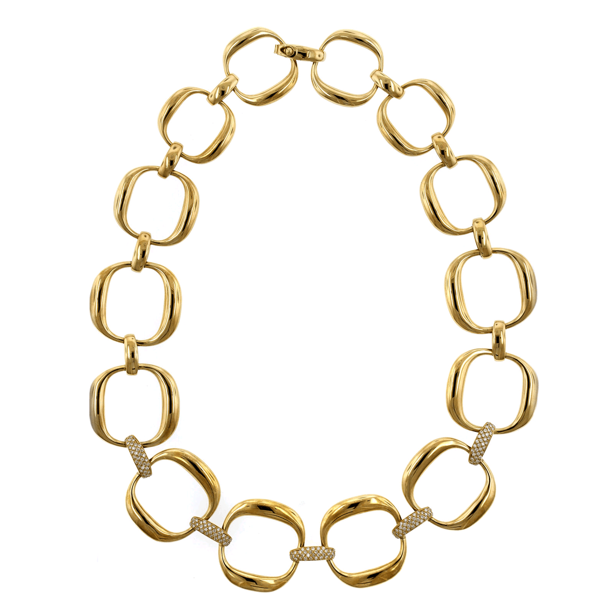18K Yellow Gold Oro Classic Diamond Link Necklace