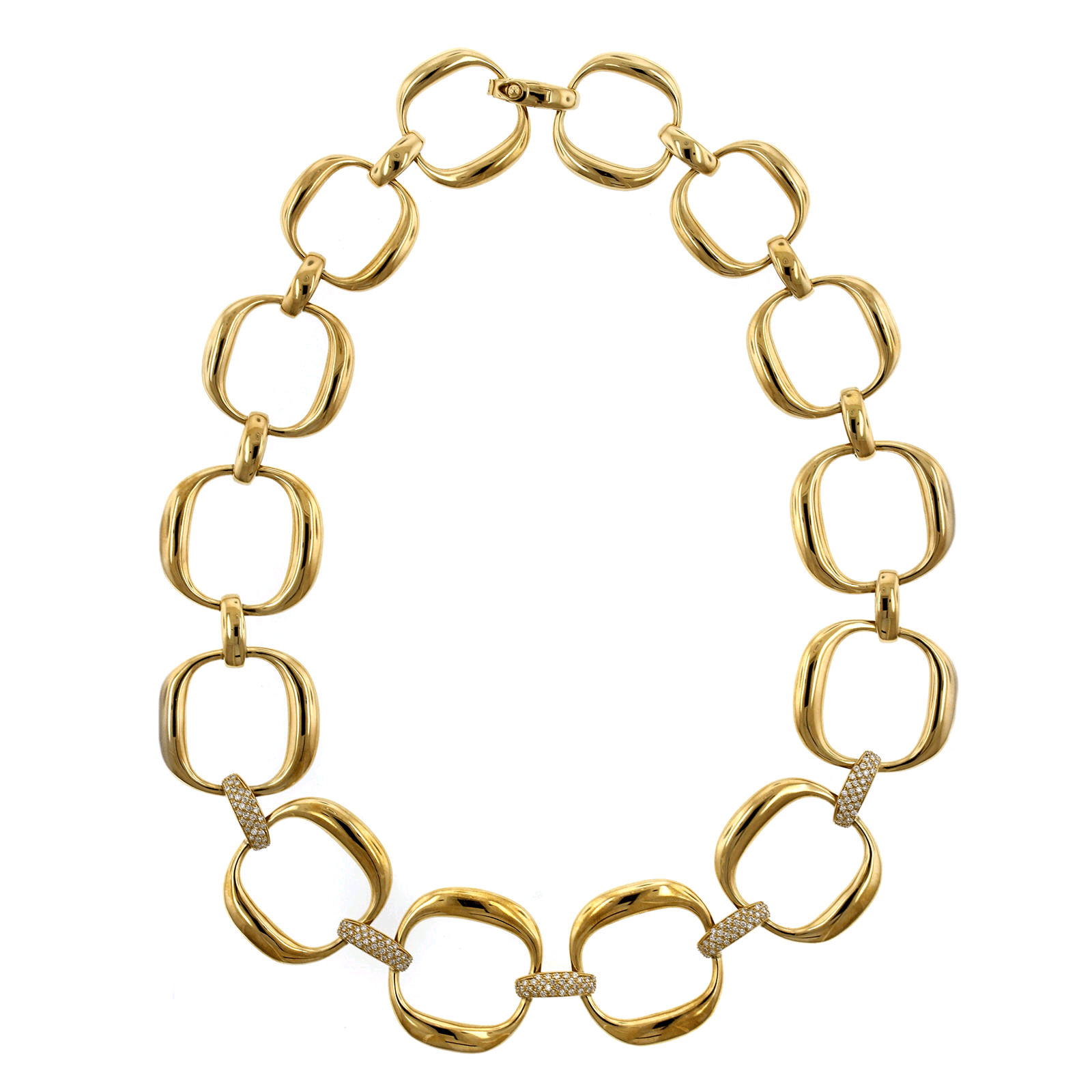 18K Yellow Gold Oro Classic Diamond Link Necklace