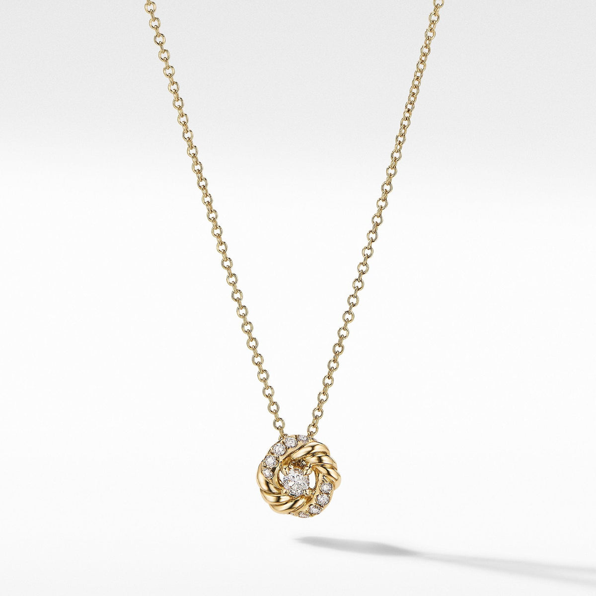Petite Infinity Pendant Necklace in 18K Yellow Gold with Diamonds