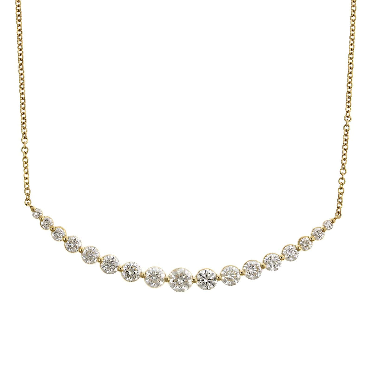 18K Yellow Gold Diamond Curve Bar Necklace