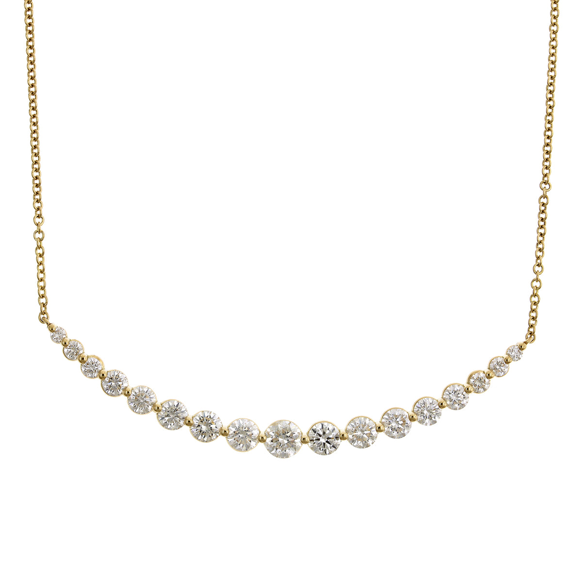 18K Yellow Gold Diamond Curve Bar Necklace