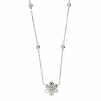 18K White Gold Diamond Flower Pendant Necklace