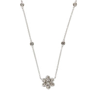 18K White Gold Diamond Flower Pendant Necklace