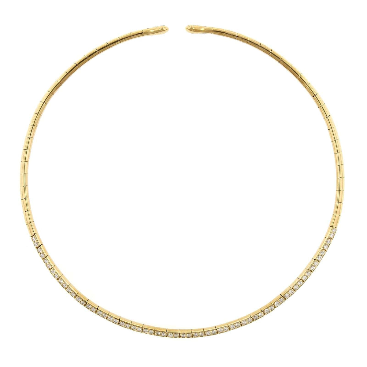 18K Yellow Gold Pave Diamond Collar Necklace