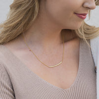 Penny Preville 18K Yellow Gold Diamond Curve Bar Necklace