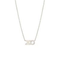 14K White Gold Diamond "XO" Necklace
