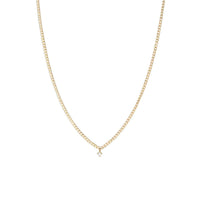 14K Yellow Gold Curb Link Diamond Necklace