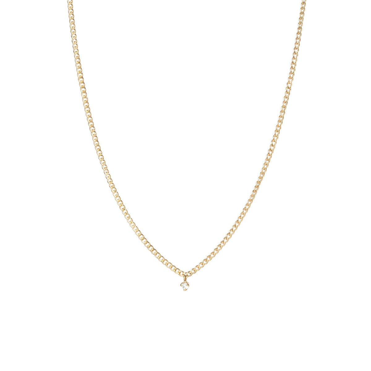 14K Yellow Gold Curb Link Diamond Necklace