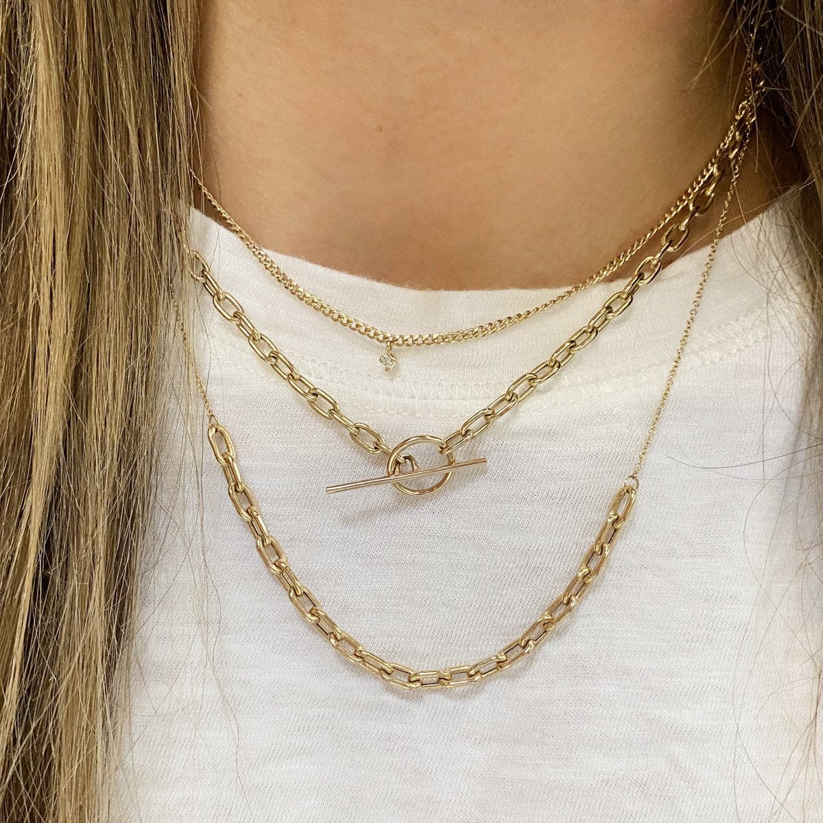 14K Yellow Gold Curb Link Diamond Necklace