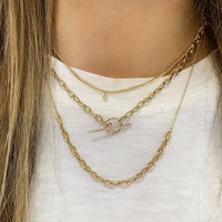 14K Yellow Gold Curb Link Diamond Necklace