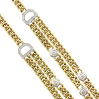 18K Yellow Gold Curb Link Double Layer Necklace