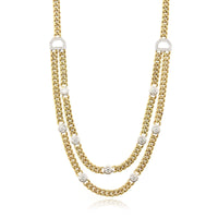 18K Yellow Gold Curb Link Double Layer Necklace