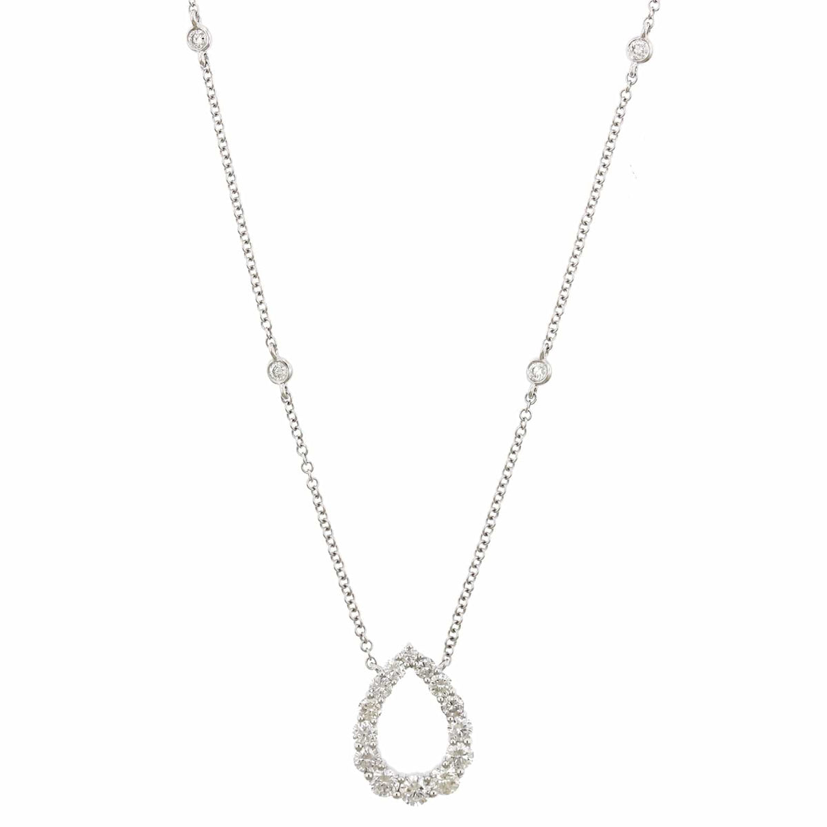 14K White Gold Diamond Open Pear Pendant