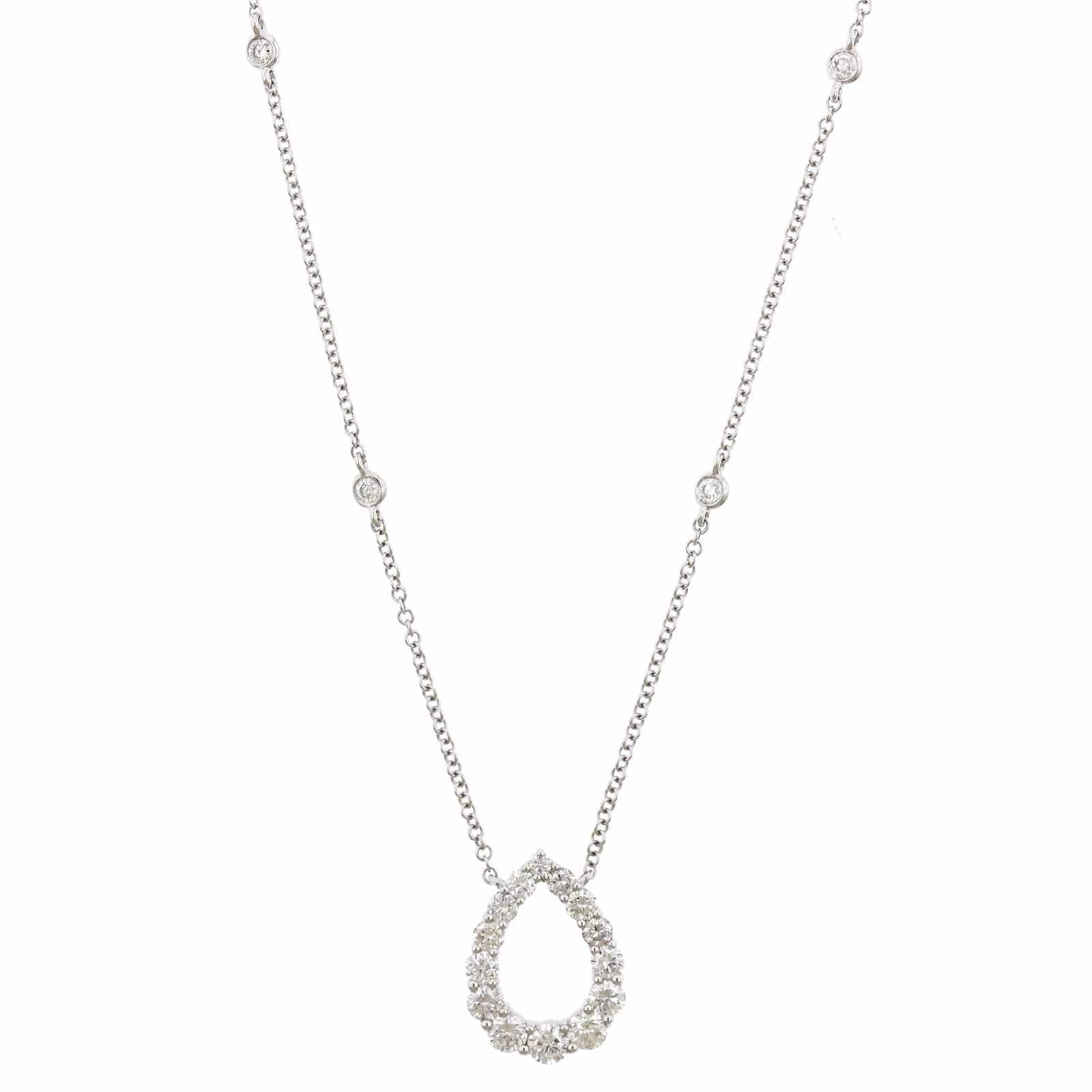 14K White Gold Diamond Open Pear Pendant