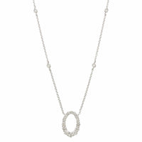14K White Gold Diamond Open Oval Pendant