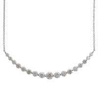 18K White Gold Curve Bar Diamond Necklace
