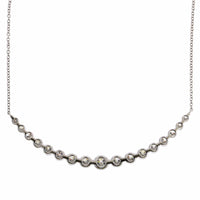 18K White Gold Curve Bar Diamond Necklace