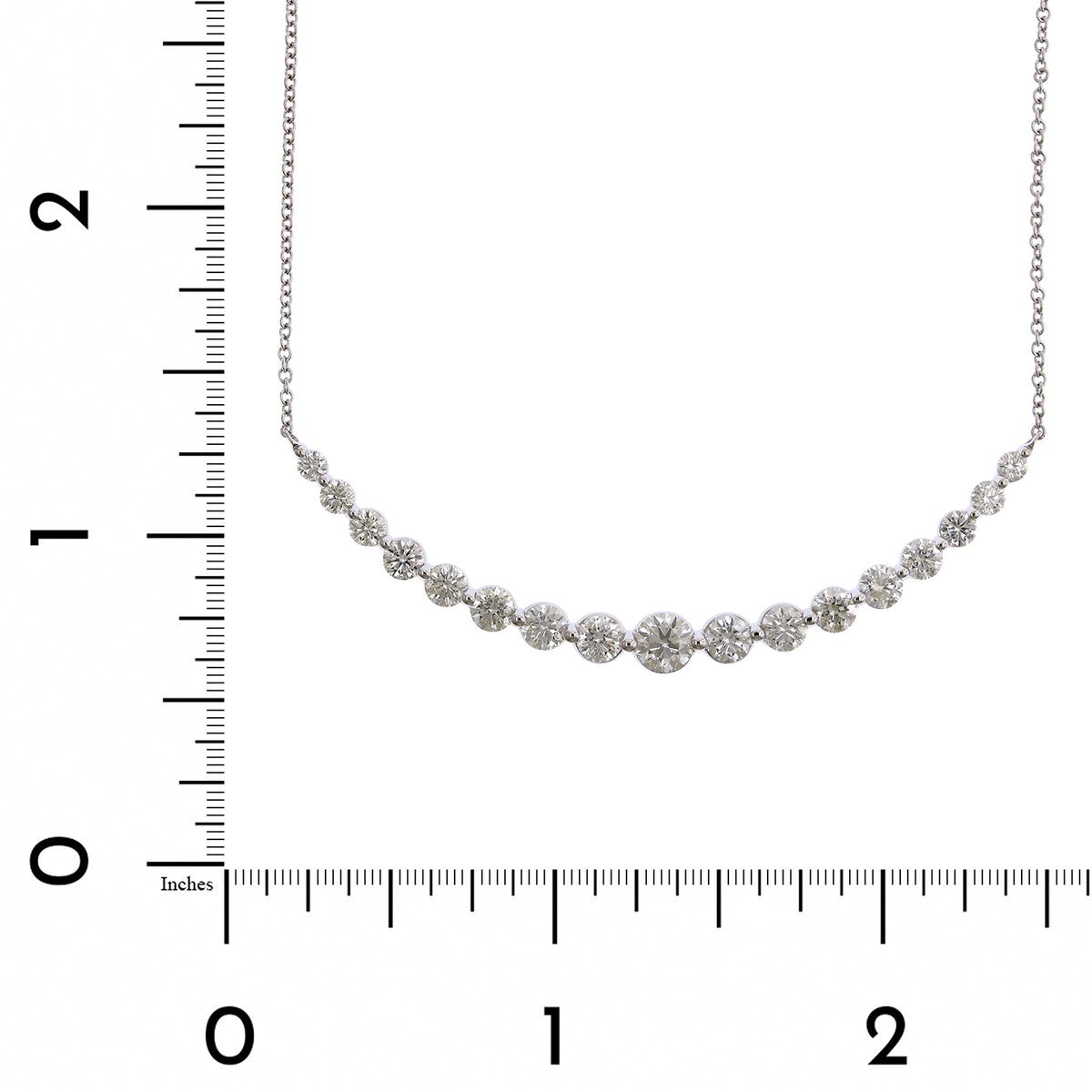18K White Gold Curve Bar Diamond Necklace