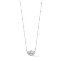 14K White Gold Diamond Evil Eye Halo Necklace