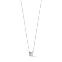 14K White Gold Princess Cut Diamond Necklace