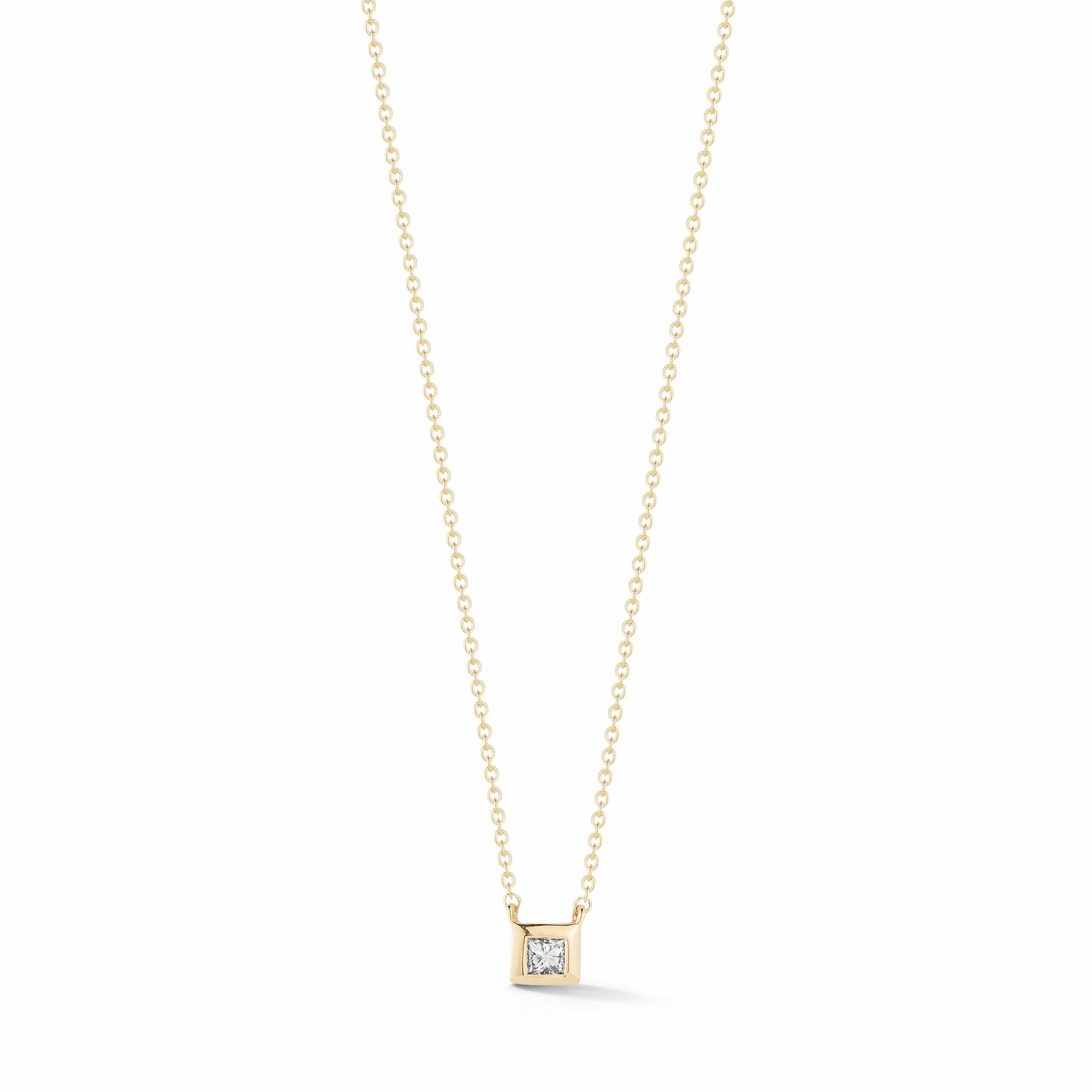 14K Yellow Gold Princess Cut Diamond Necklace