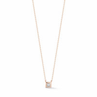 14K Rose Gold Princess Cut Diamond Necklace