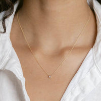 14K Rose Gold Princess Cut Diamond Necklace