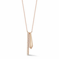 14K Yellow Gold Diamond Bar and Knife Edge Charm Necklace