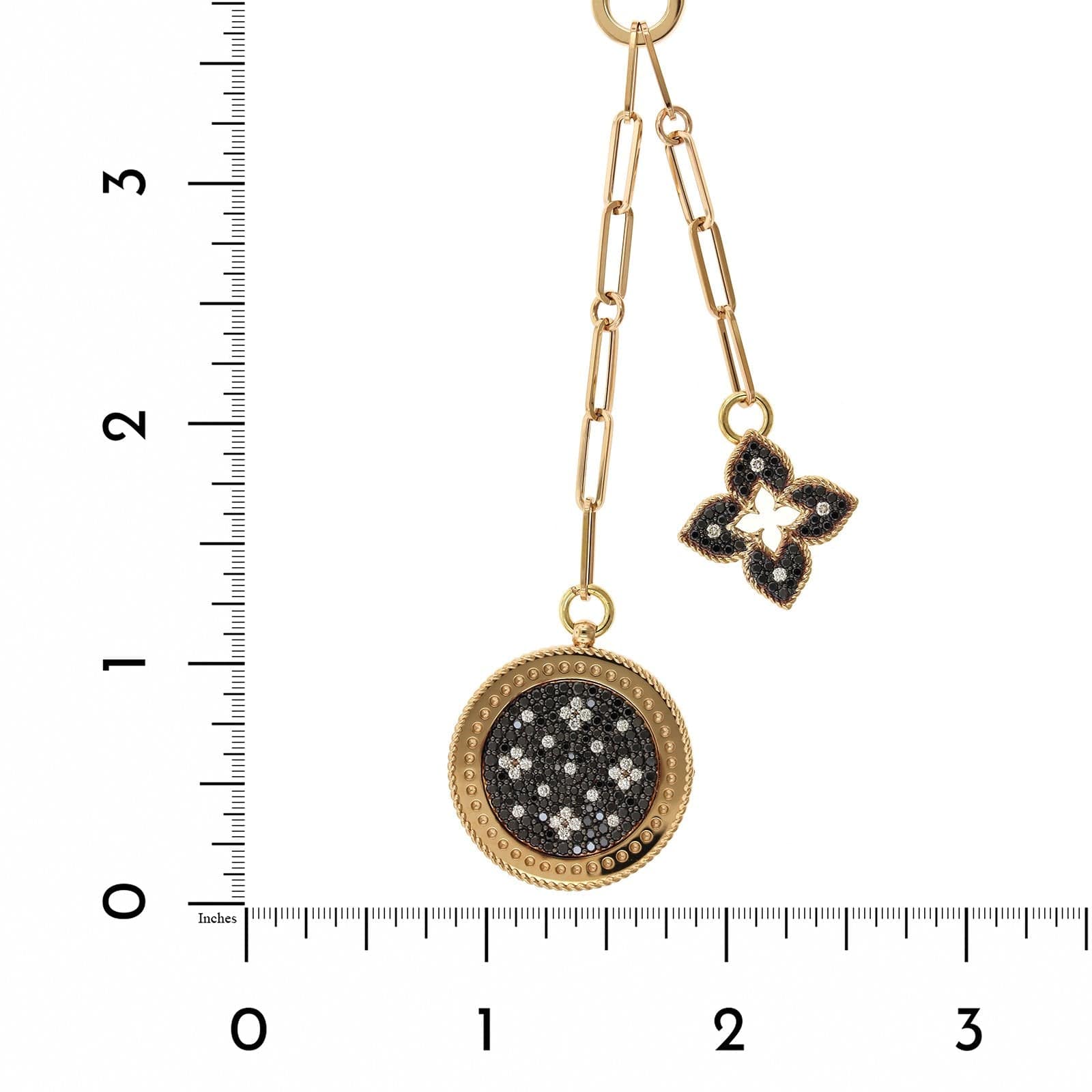 Roberto Coin 18K Rose Gold Venetian Double Medallion Black Diamond Necklace
