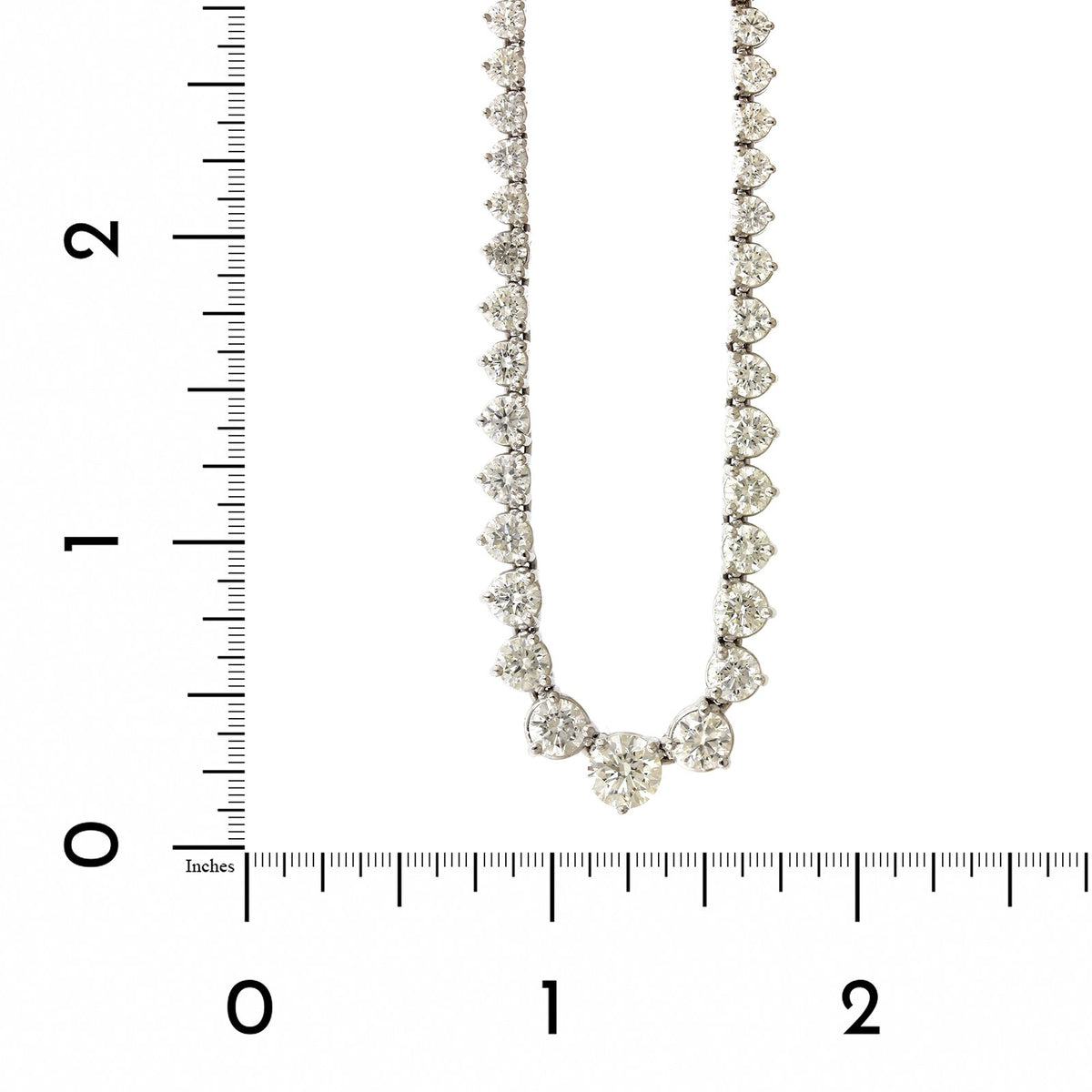 14K White Gold Diamond Graduated Line Necklace
