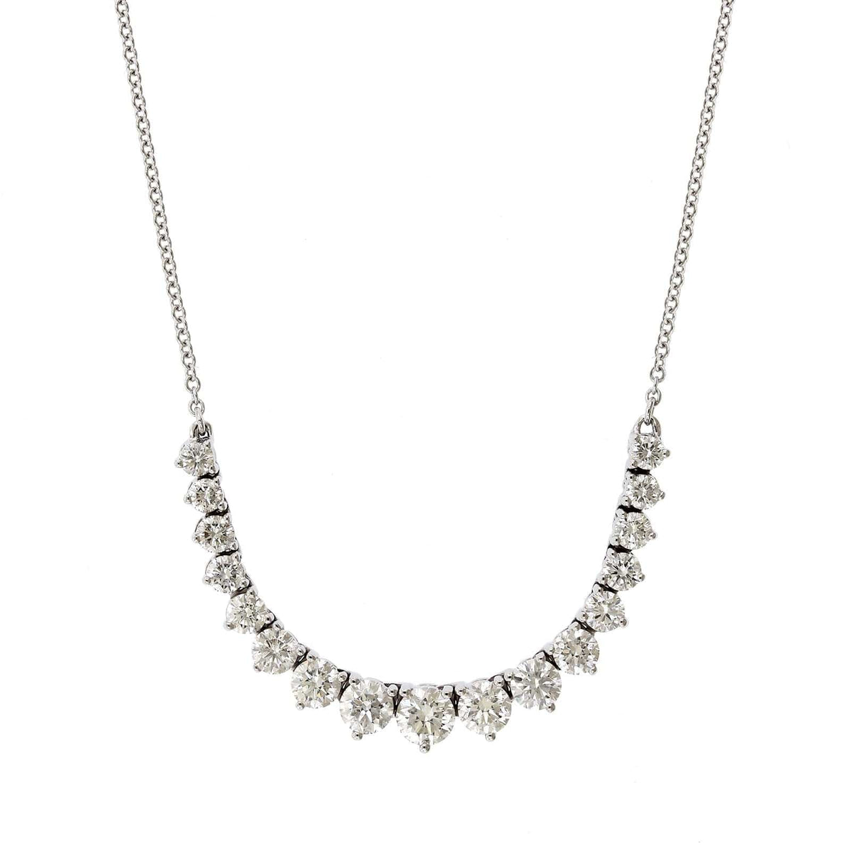 18K White Gold Graduated Diamond Flexible Necklace