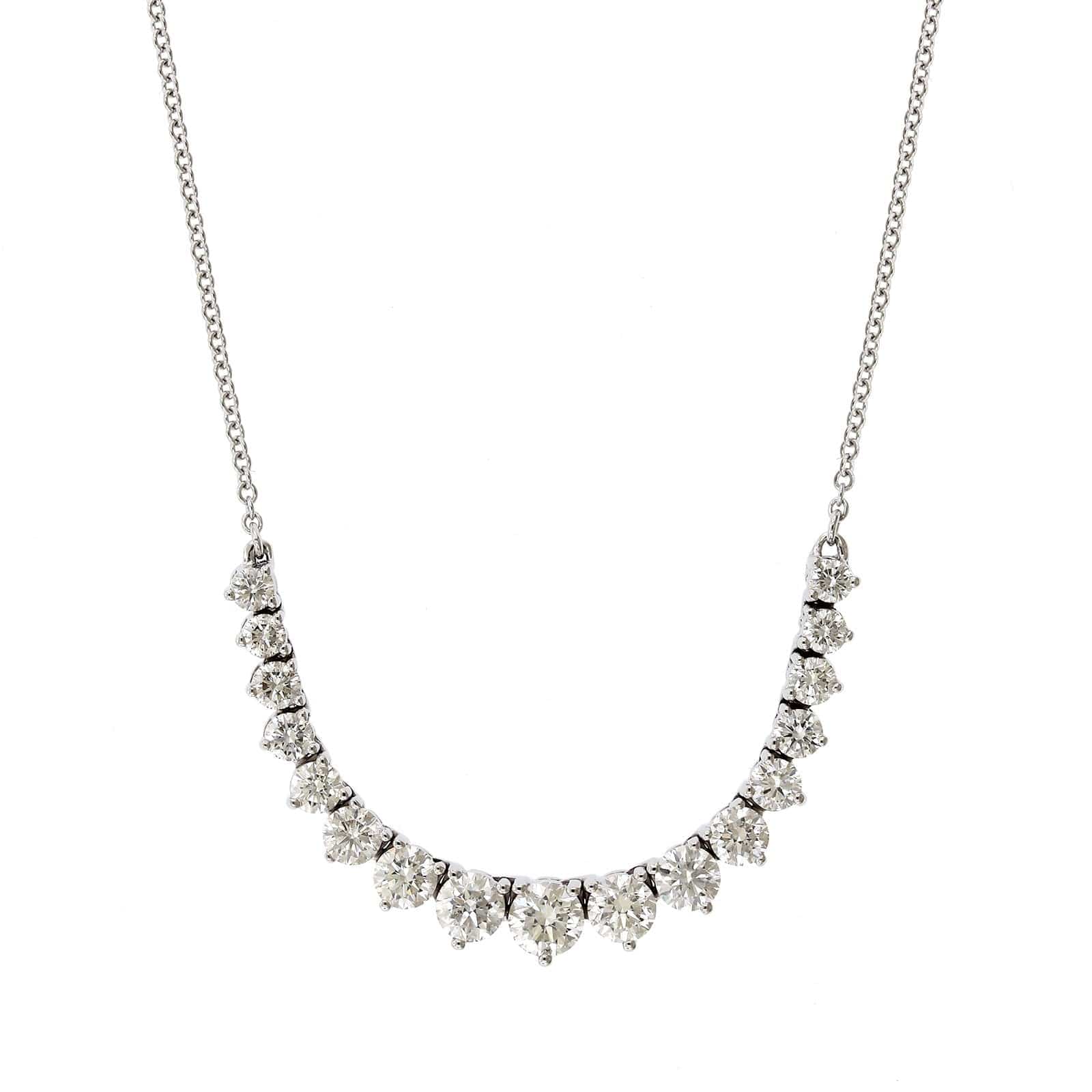 18K White Gold Graduated Diamond Flexible Necklace