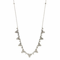 14K White Gold Diamond Cluster Necklace