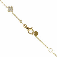 14K Yellow Gold Diamond Station Clover Necklace