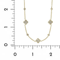 14K Yellow Gold Diamond Station Clover Necklace
