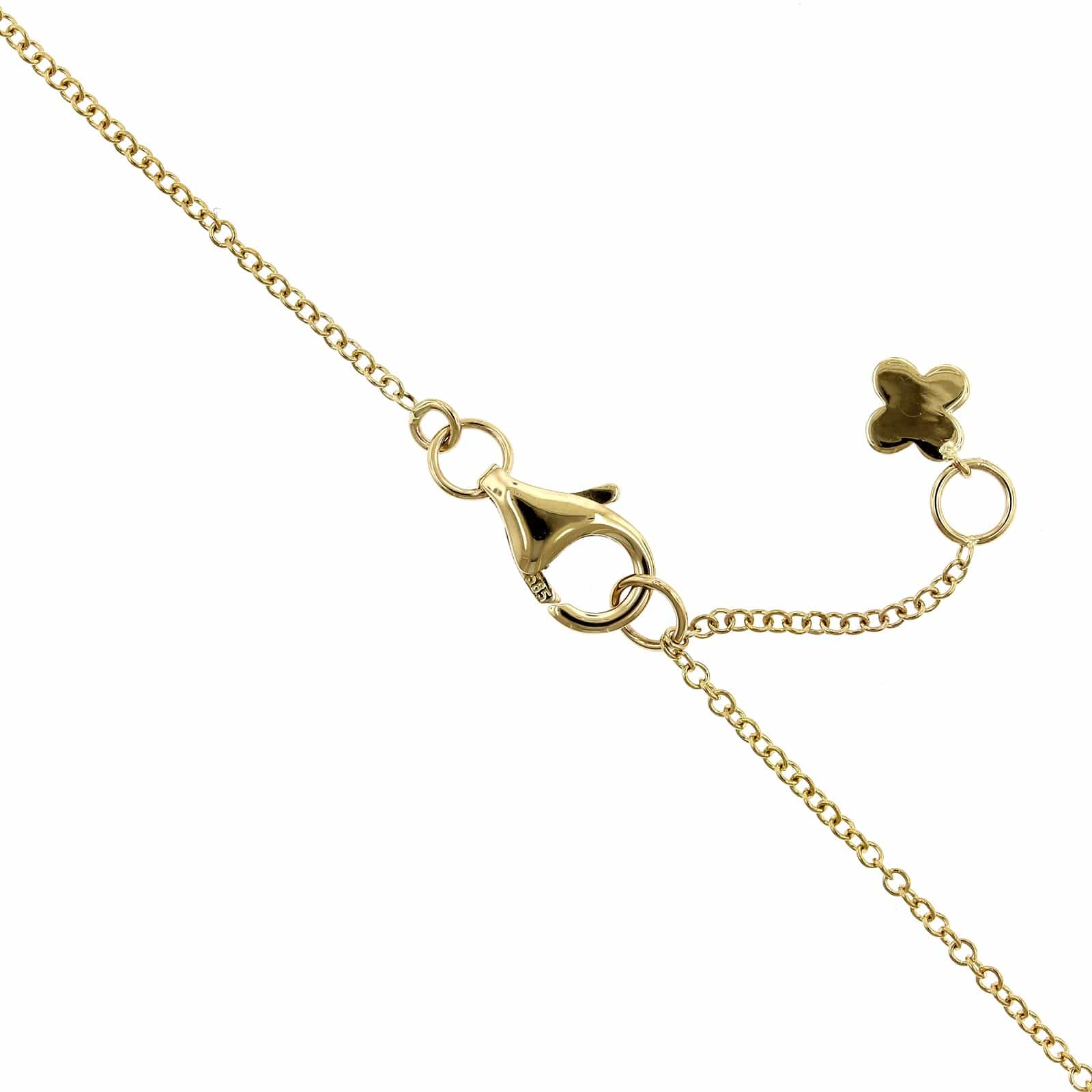 14K Yellow Gold Diamond Clover Necklace