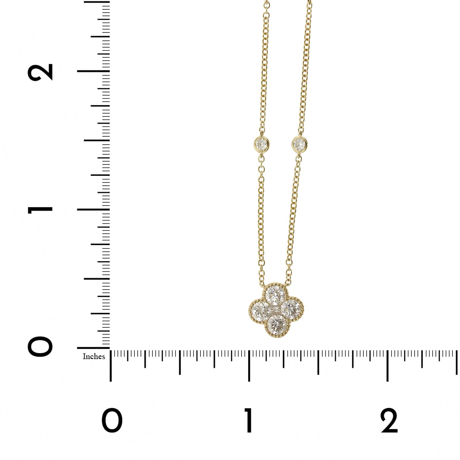 14K Yellow Gold Diamond Clover Necklace