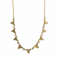 14K Yellow Gold Clustered Diamond Necklace