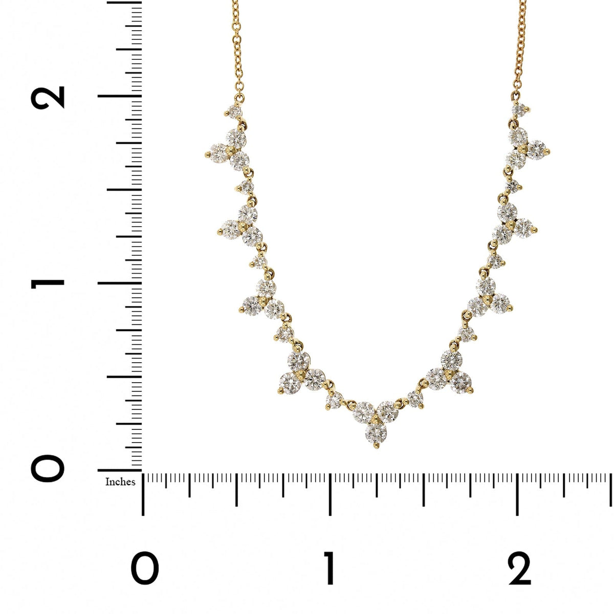 14K Yellow Gold Clustered Diamond Necklace