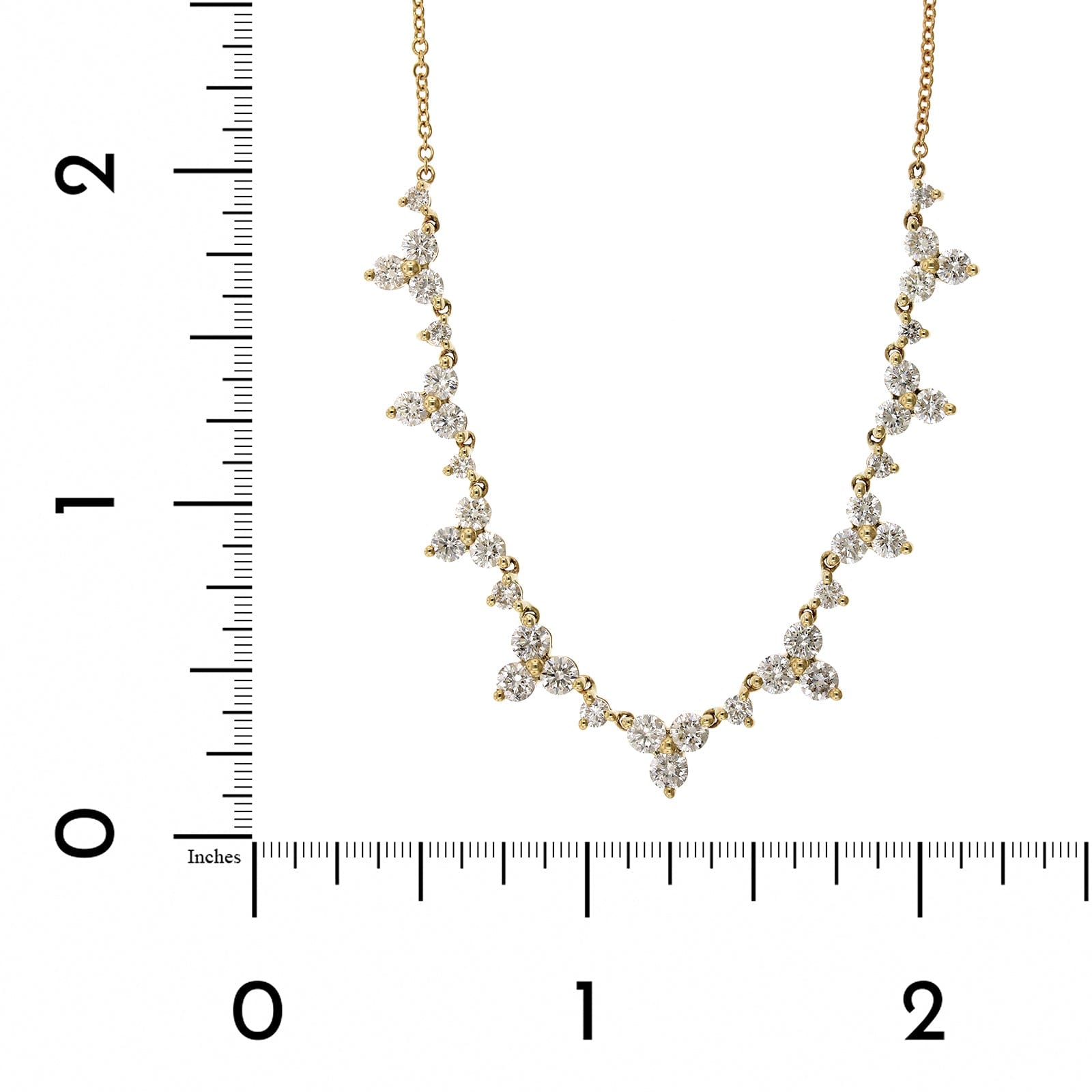 14K Yellow Gold Clustered Diamond Necklace
