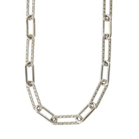 14K White Gold Paperclip Diamond Necklace, 14k white gold, Long's Jewelers