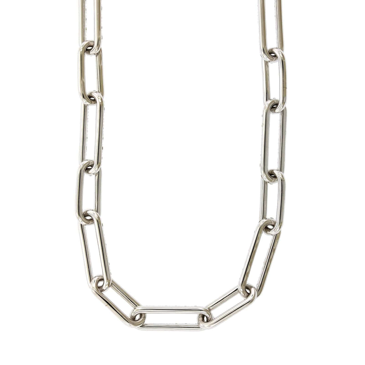 14K White Gold Paperclip Diamond Necklace, 14k white gold, Long's Jewelers