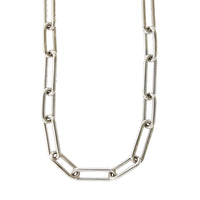 14K White Gold Paperclip Diamond Necklace, 14k white gold, Long's Jewelers
