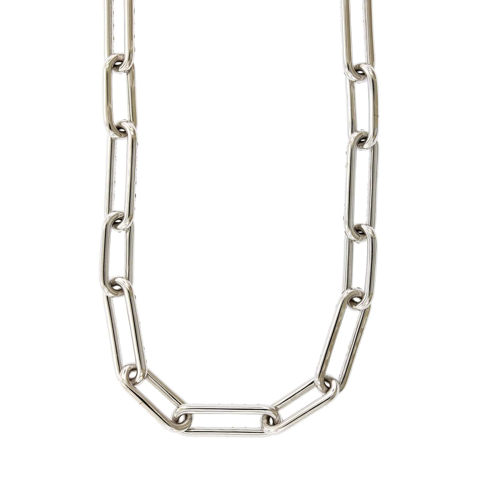 14K White Gold Paperclip Diamond Necklace, 14k white gold, Long's Jewelers