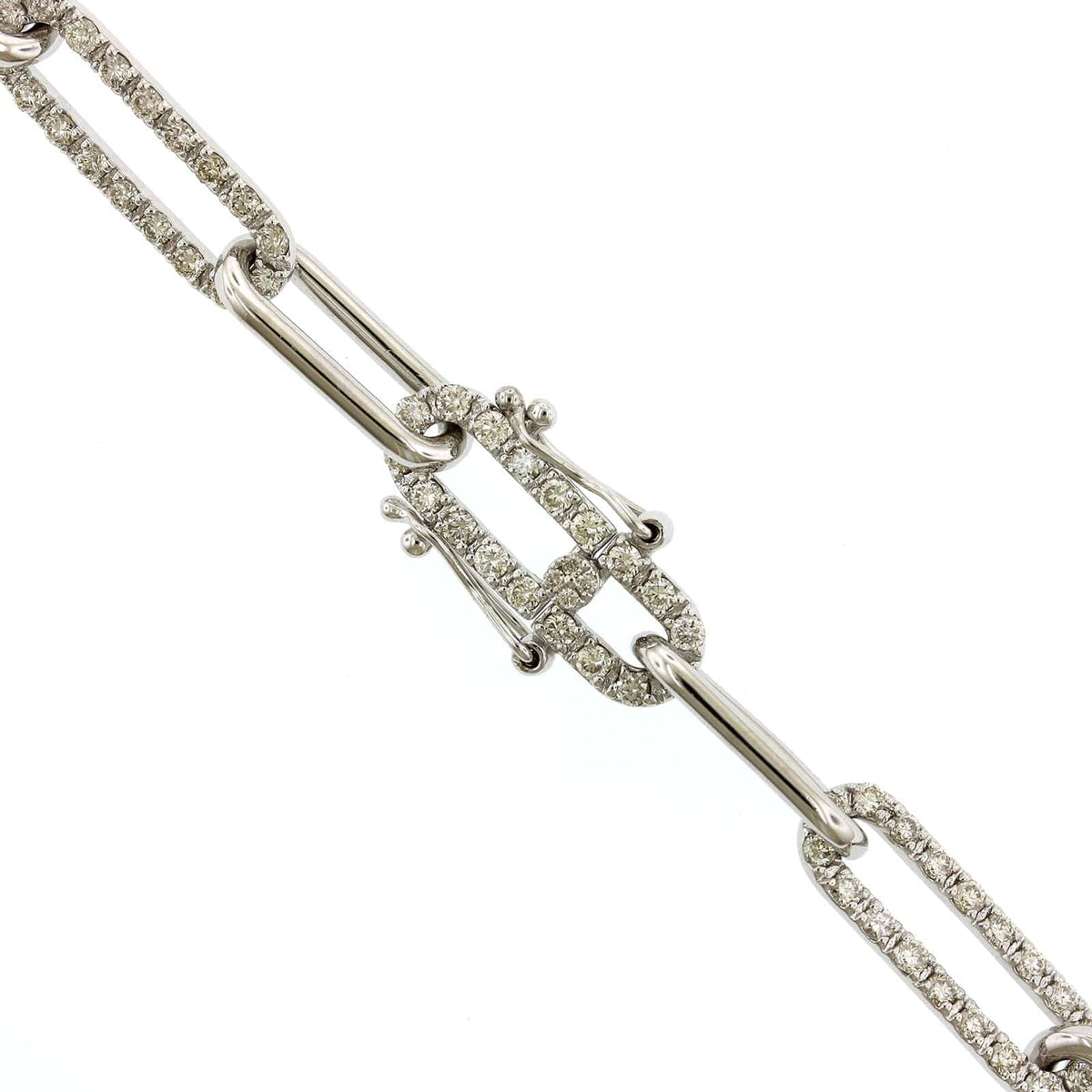 14K White Gold Paperclip Diamond Necklace, 14k white gold, Long's Jewelers